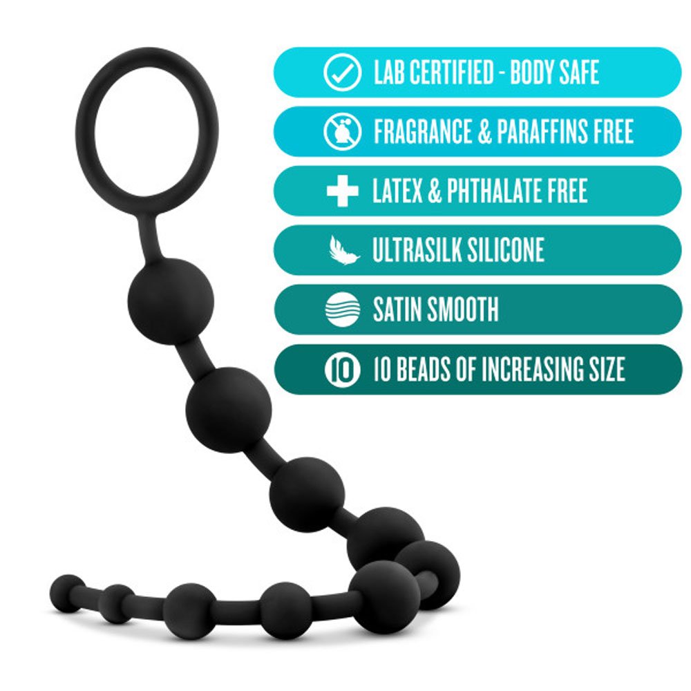 anal-adventures-platinum-silicone-10-anal-beads-black Anal Adventures - Platinum - Silicone 10 Anal Beads - Black - Image 1