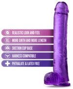 Blush B Yours Plus Hefty N Hung Phthalate-Free TPE Dildo – Purple - Image 2