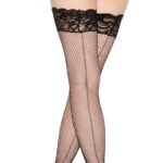 Fishnet Thigh High - One Size - Black