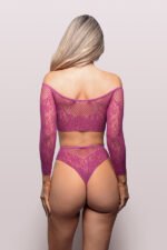 Your Desire Long Sleeve Top and Panty - Os - Magenta - Image 3
