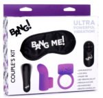Bang Couple's Kit Vibrating Ring and Finger Sleeve Set with Blindfold – Purple - Image 7