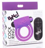 Bang - Silicone Cock Ring and Bullet With Remote Control - Purple - Image 2