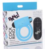 Bang - Silicone Cockring and Bullet With Remote Control - Blue - Image 2