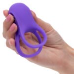 Basic Essentials Rechargeable Dual Support Vibrating Cock Ring – Purple - Image 4