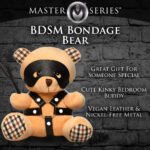 BDSM Teddy Bear Plush with Faux Leather Harness and Accessories – Peach - Image 3