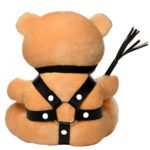 BDSM Teddy Bear Plush with Faux Leather Harness and Accessories – Peach - Image 6