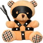 BDSM Teddy Bear Plush with Faux Leather Harness and Accessories – Peach - Image 7