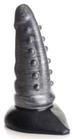 Beastly Tapered Bumpy Silicone Dildo – Silver - Image 5