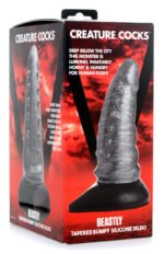 Beastly Tapered Bumpy Silicone Dildo – Silver - Image 9