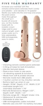 Big Boy Extender Light Vibrating Penis Extender with Remote Control – Beige - Image 8