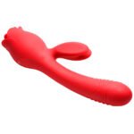 Blooming Bunny Sucking and Thrusting Silicone Rabbit Vibrator - Red - Image 6