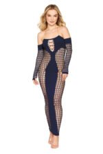 Bodystocking Gown Seamless Nylon Halter – Blue, One Size - Image 2
