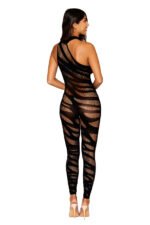 Black Asymmetrical Slash Bodystocking – One Size - Image 2