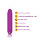 Bombshell Flexible Bullet Vibrator – Berry, Rechargeable, Waterproof - Image 6