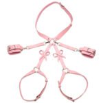 Bondage Harness With Bows Pink PU Leather Medium/Large - Image 4