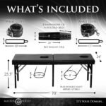 Bondage Massage Bed with Padded PU Leather, Face Hole, Crotch Hole, and 20 D-Rings – Black - Image 5