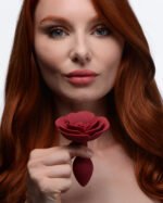 Booty Bloom Silicone Rose Anal Plug – Small, Red - Image 2