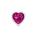 Bright Pink Heart Gem Silver Metal Plug - Md - Image 3