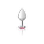 Bright Pink Heart Gem Silver Metal Plug - Md - Image 4