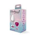 Bright Pink Heart Gem Silver Metal Plug - Md - Image 5