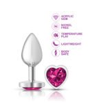 Bright Pink Heart Gem Silver Metal Plug - Sm - Image 3