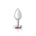 Bright Pink Heart Gem Silver Metal Plug - Sm - Image 5