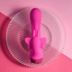Butterfly Love Pink Rechargeable Vibrator with Curved Shaft and Butterfly Stimulator - Image 4