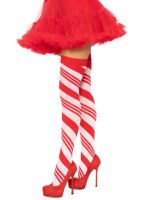 Candy Cane Thigh High - One Size - White/red - Image 2