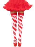 Candy Cane Thigh High - One Size - White/red - Image 3