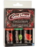 Good Head Tingle Drops Water-Based Oral Lubricant 3-Pack – Strawberry, Green Apple, Watermelon