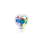 Clear Iridescent Heart Gem Silver Metal Plug - Lg - Image 3