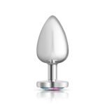 Clear Iridescent Heart Gem Silver Metal Plug - Lg - Image 4