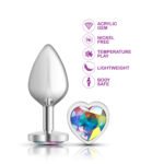 Clear Iridescent Heart Gem Silver Metal Plug - Md - Image 3