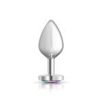 Clear Iridescent Heart Gem Silver Metal Plug - Md - Image 5
