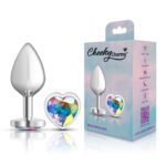 Clear Iridescent Heart Gem Silver Metal Plug - Md - Image 6