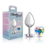 Clear Iridescent Heart Gem Silver Metal Plug - Md - Image 7