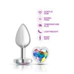 Cheeky Charms Clear Iridescent Heart Gem Silver Metal Anal Plug – Small - Image 3