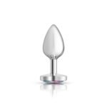 Cheeky Charms Clear Iridescent Heart Gem Silver Metal Anal Plug – Small - Image 5