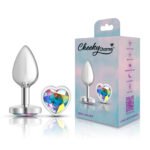 Cheeky Charms Clear Iridescent Heart Gem Silver Metal Anal Plug – Small - Image 6