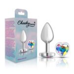 Cheeky Charms Clear Iridescent Heart Gem Silver Metal Anal Plug – Small - Image 7