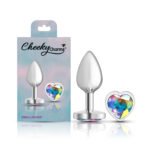 Cheeky Charms Clear Iridescent Heart Gem Silver Metal Anal Plug – Small - Image 8