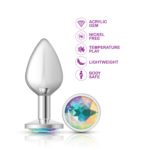 Cheeky Charms Medium Anal Plug – Silver Metal with Clear Iridescent Gemstone - Image 3