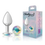 Cheeky Charms Medium Anal Plug – Silver Metal with Clear Iridescent Gemstone - Image 6