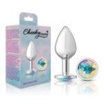 Cheeky Charms Medium Anal Plug – Silver Metal with Clear Iridescent Gemstone - Image 7