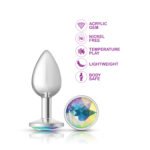 Clear Iridescent Round Gem Silver Metal Plug - Sm - Image 3