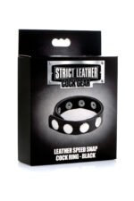 Cock Gear Leather Speed Snap Cock Ring - Black - Image 2