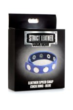 Cock Gear Leather Speed Snap Cock Ring - Blue - Image 2