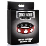 Cock Gear Leather Speed Snap Cock Ring - Red - Image 2