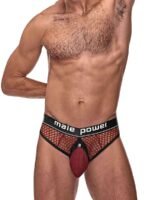 Cock Pit Net Cock Ring Thong - S/ M - Burgundy - Image 6