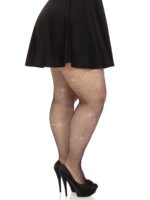 Colby Rhinestone Fishnet Tights - 1x/2x - Black - Image 4